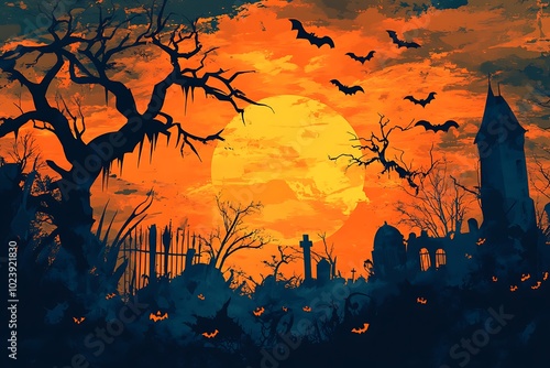 halloween scary background or card with copy space text