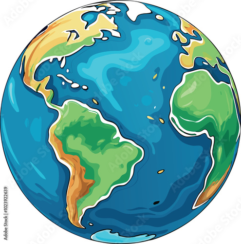 Cartoon Earth Globe Illustration Green Landmass
