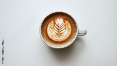 Beautiful Latte Art in a White Coffee Cup