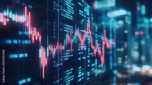 Futuristic Stock Market Chart Reflecting Financial Data and Trends