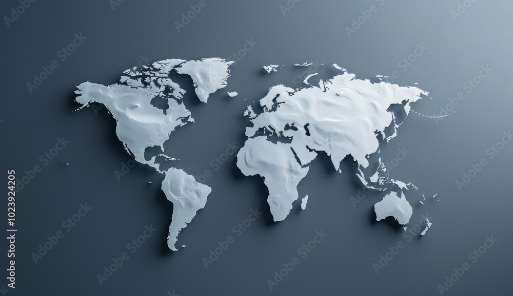 3d world map, global business concept on dark background, simple and minimalistic design, metallic gray color, white borders 3d world map, global business concept on dark background, simple and minimalistic design, metallic gray color, white borders