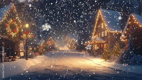 Enchanting Winter Village Seamless Loop for Festive Backgrounds