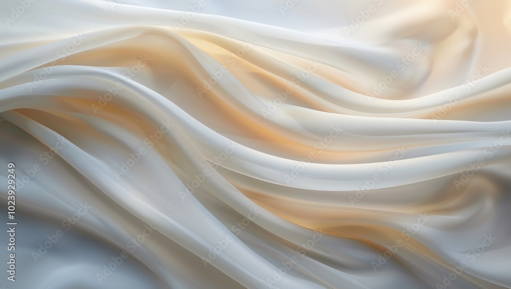 Fototapeta premium A flowing white fabric with soft folds and subtle gradient colors, creating an elegant abstract background