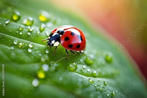 Ladybug on a Green Leaf