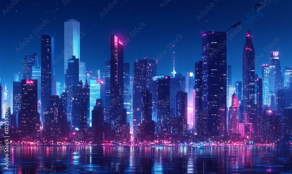 Fototapeta premium skyline with beautiful lights at night