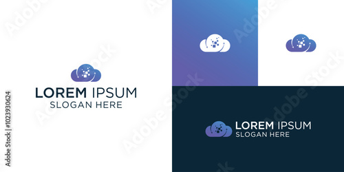 Data logo design vector, technology connection vector logo design, cloud data icon.
