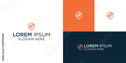 Map logo Pin letter S monoline abstract