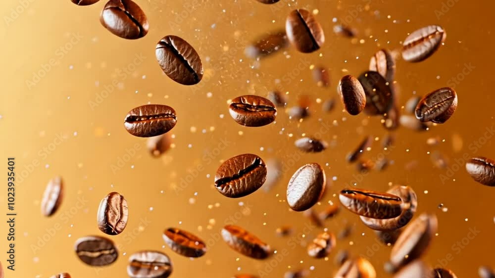Roasted Coffee Bean Falling Banner for International Coffee Day Roasted Coffee Bean Falling Banner for International Coffee Day