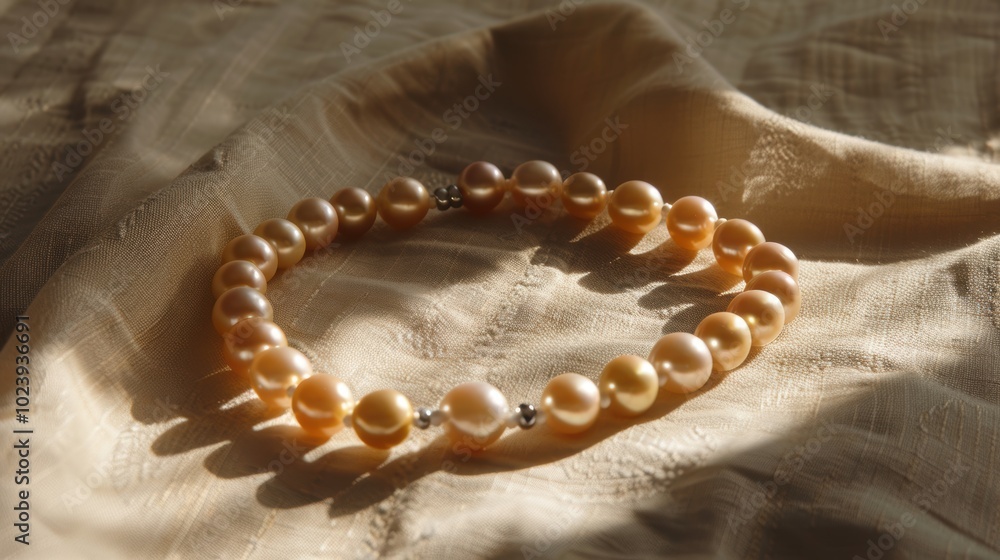 Pearl Necklace on Fabric. Pearl Necklace on Fabric.