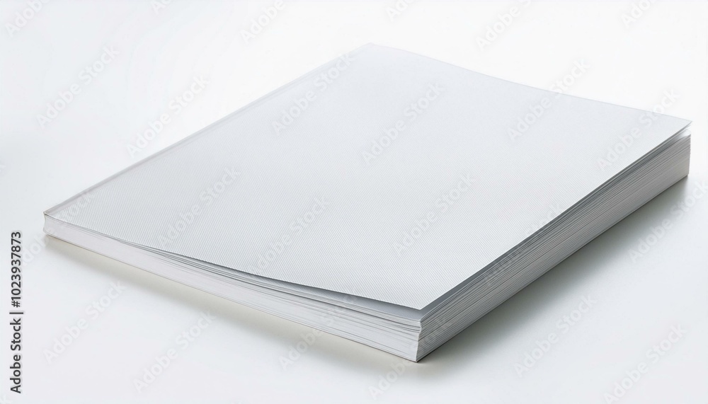 Open magazine with blank page on grey background, top view. Mockup for design Open magazine with blank page on grey background, top view. Mockup for design