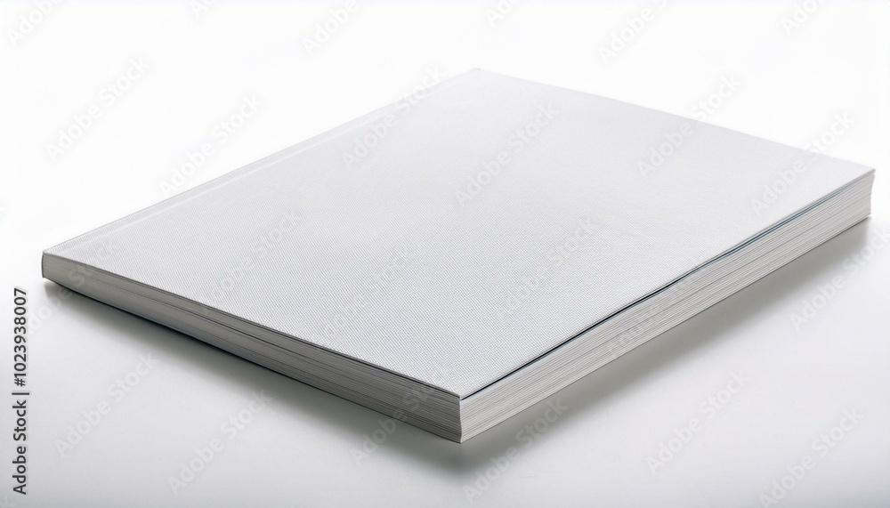 Open magazine with blank page on grey background, top view. Mockup for design Open magazine with blank page on grey background, top view. Mockup for design