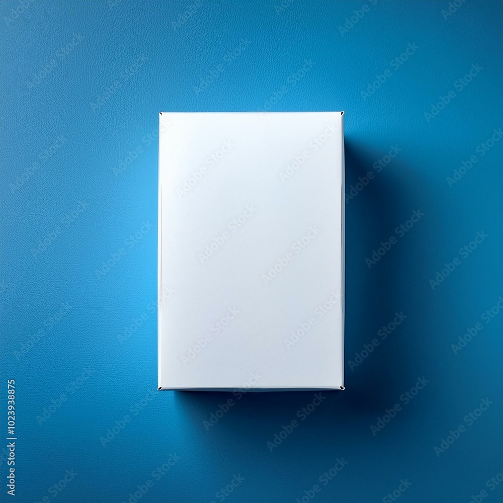 Realistic blank white product package box mockup, blue background Realistic blank white product package box mockup, blue background