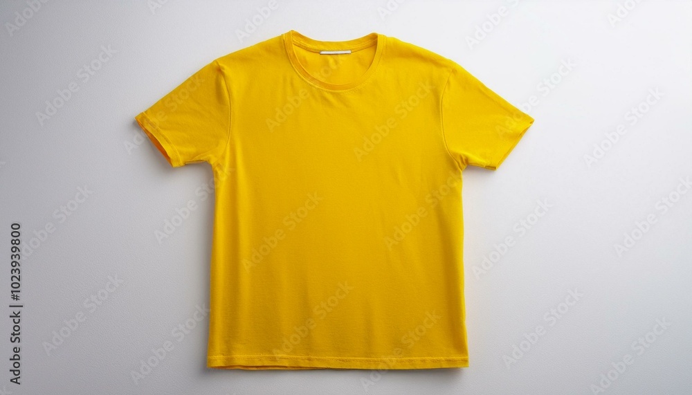 Yellow t shirt mockup, front and back view on white background Yellow t shirt mockup, front and back view on white background