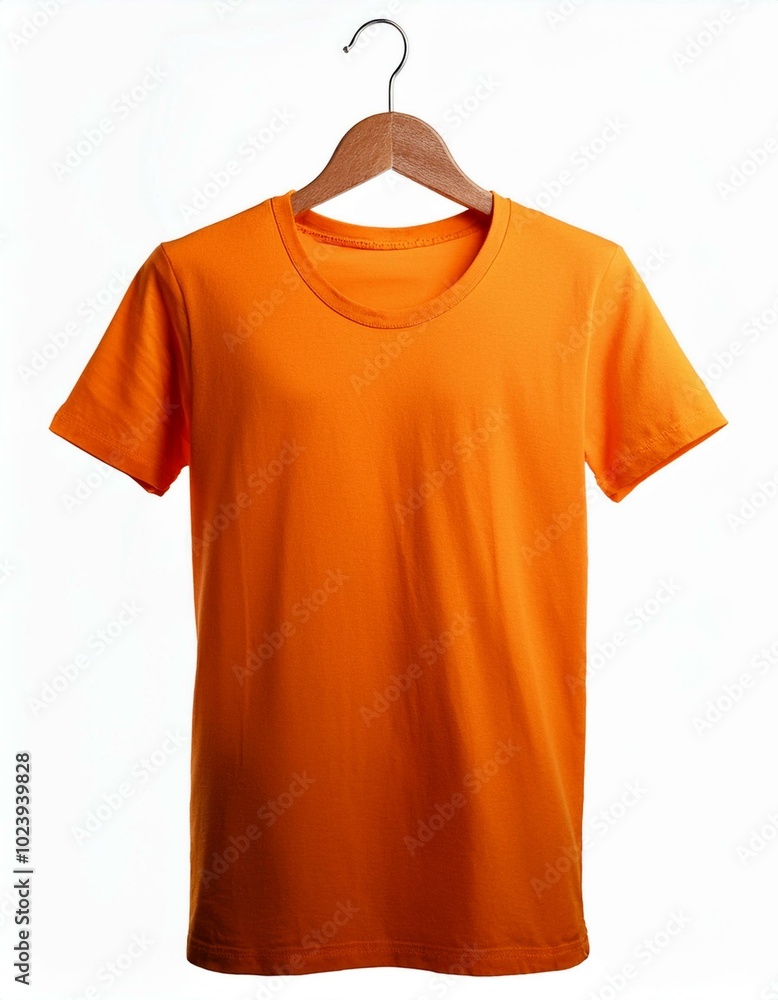 Orange t shirt mockup, front view on white background Orange t shirt mockup, front view on white background