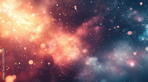 Abstract Cosmic Background with Glowing Lights and Dust