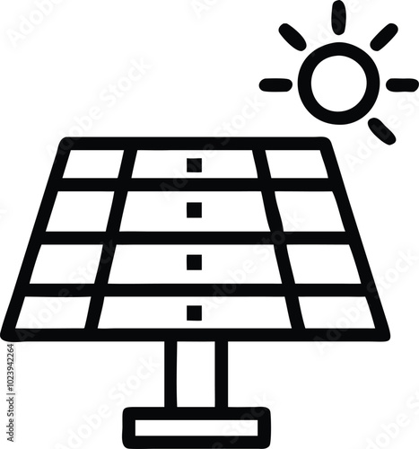 a black and white image of a solar panel icon photo