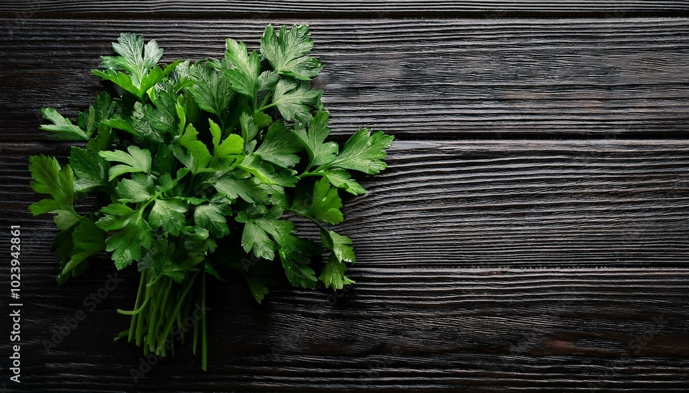 Fresh parsley on black wooden background. Fresh parsley on black wooden background.