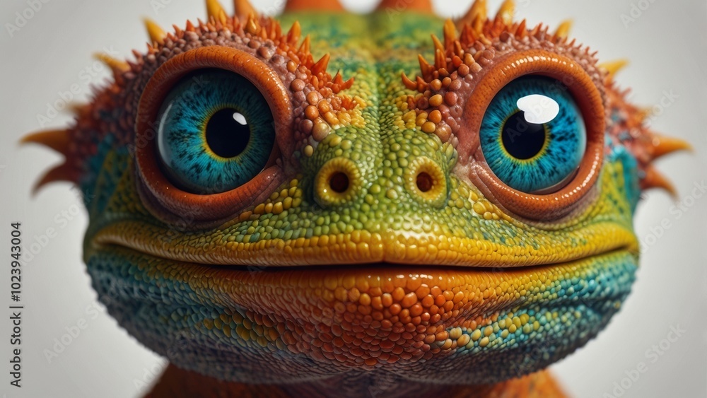 Obraz premium Cartoon of a lizard with big eyes