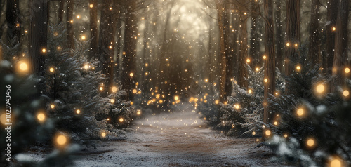 Enchanted pine forest wallpaper background 006