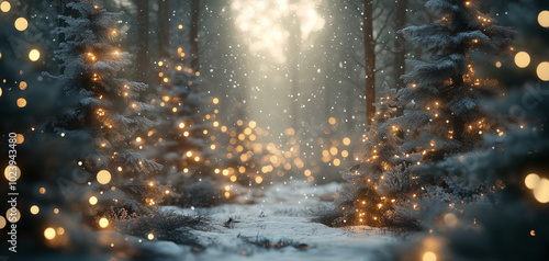 Enchanted pine forest wallpaper background 005