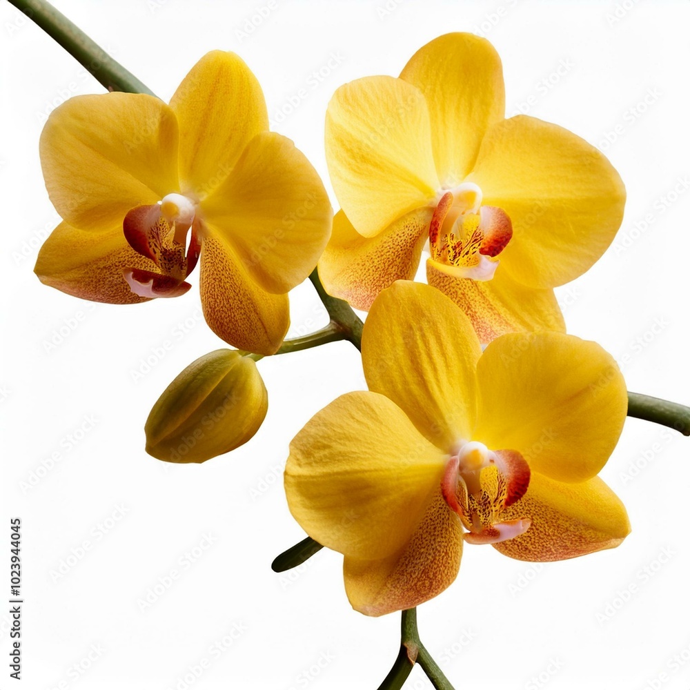 Branch of yellow orchid flowers isolated on transparent Branch of yellow orchid flowers isolated on transparent
