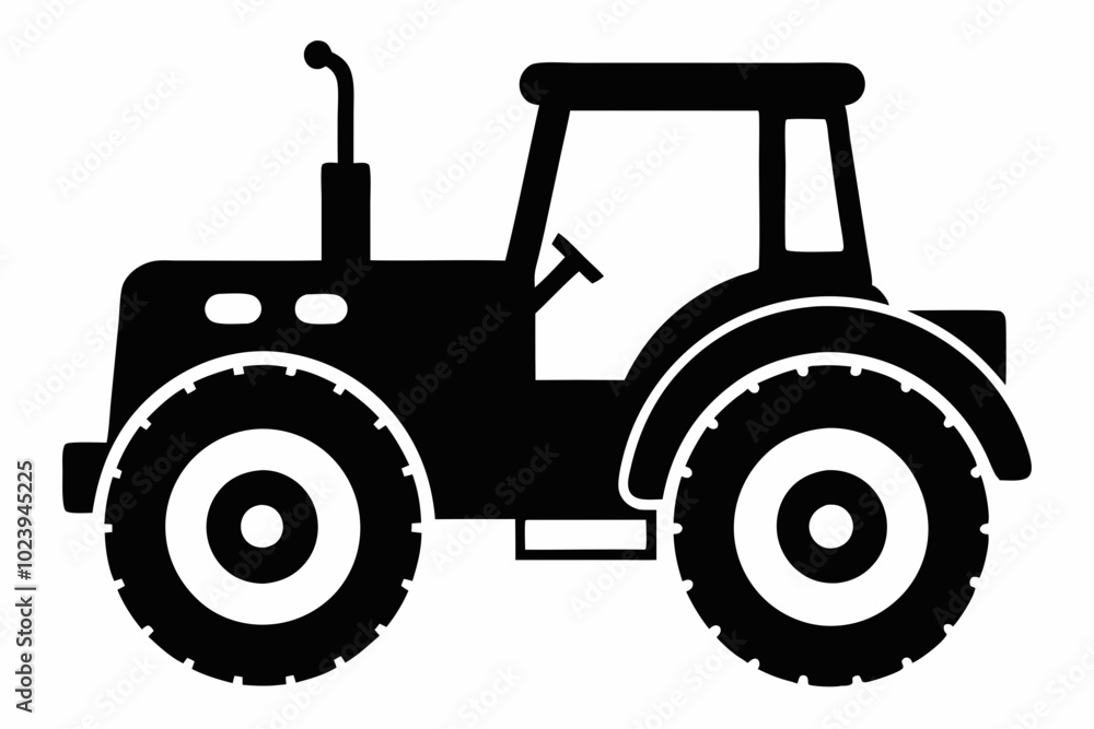 Obraz premium Tractor silhouette vector, old tractor vector silhouette illustration