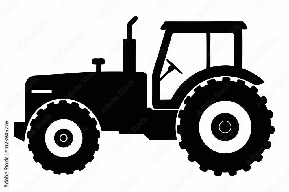 Tractor silhouette vector, old tractor vector silhouette illustration Tractor silhouette vector, old tractor vector silhouette illustration