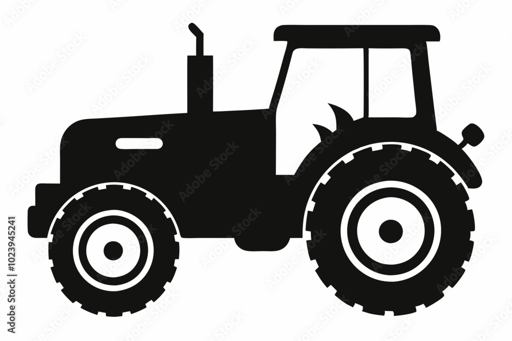 Tractor silhouette vector, old tractor vector silhouette illustration Tractor silhouette vector, old tractor vector silhouette illustration