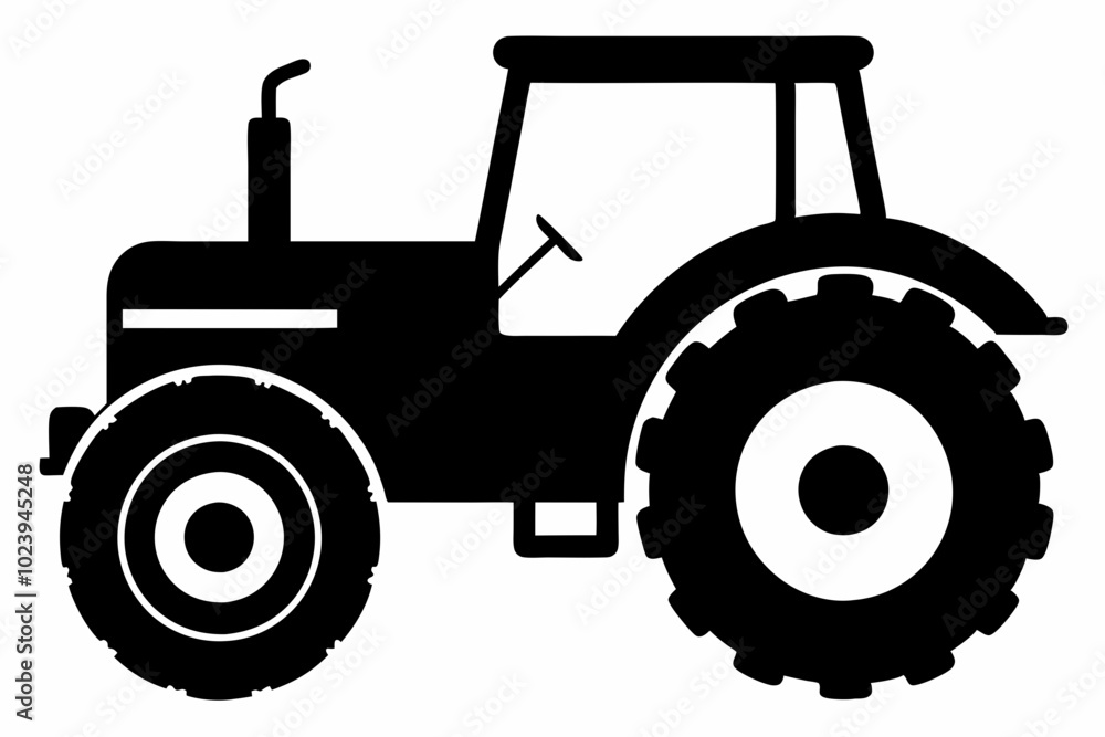 Obraz premium Tractor silhouette vector, old tractor vector silhouette illustration