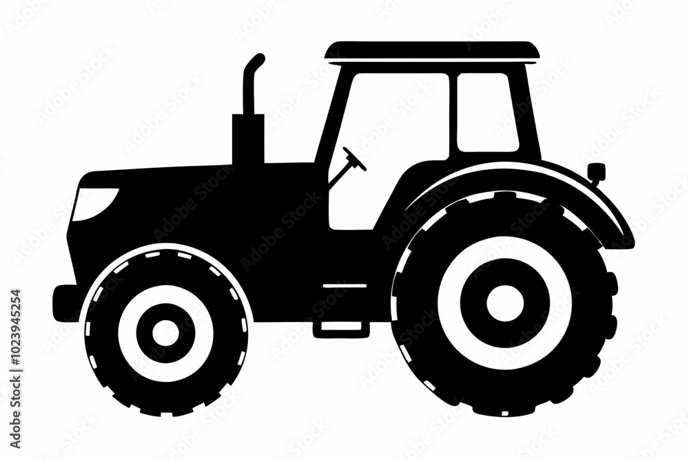 Tractor silhouette vector, old tractor vector silhouette illustration Tractor silhouette vector, old tractor vector silhouette illustration