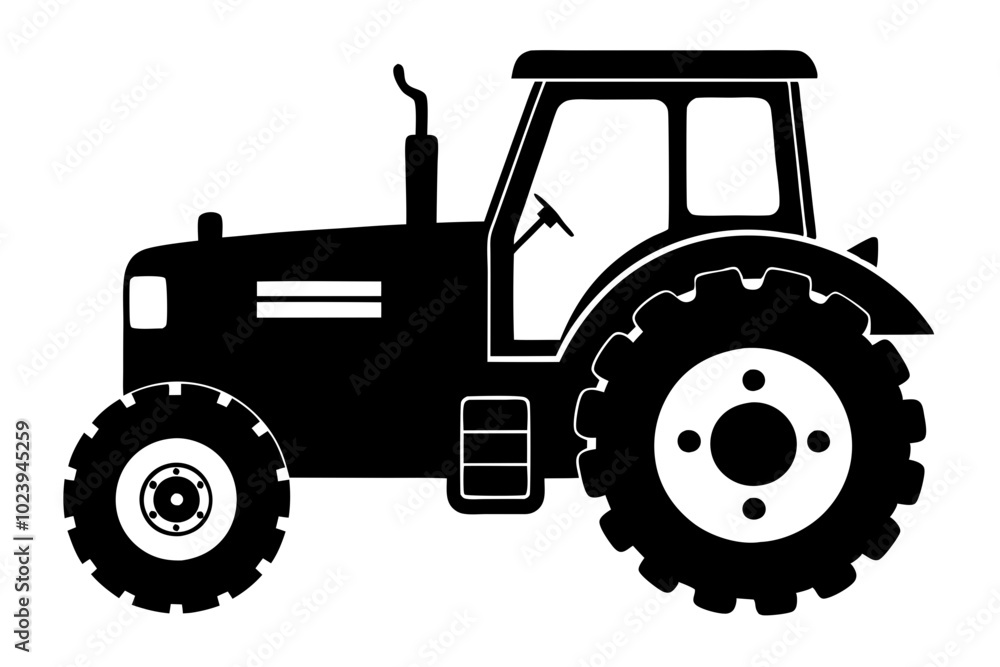 Tractor silhouette vector, old tractor vector silhouette illustration Tractor silhouette vector, old tractor vector silhouette illustration