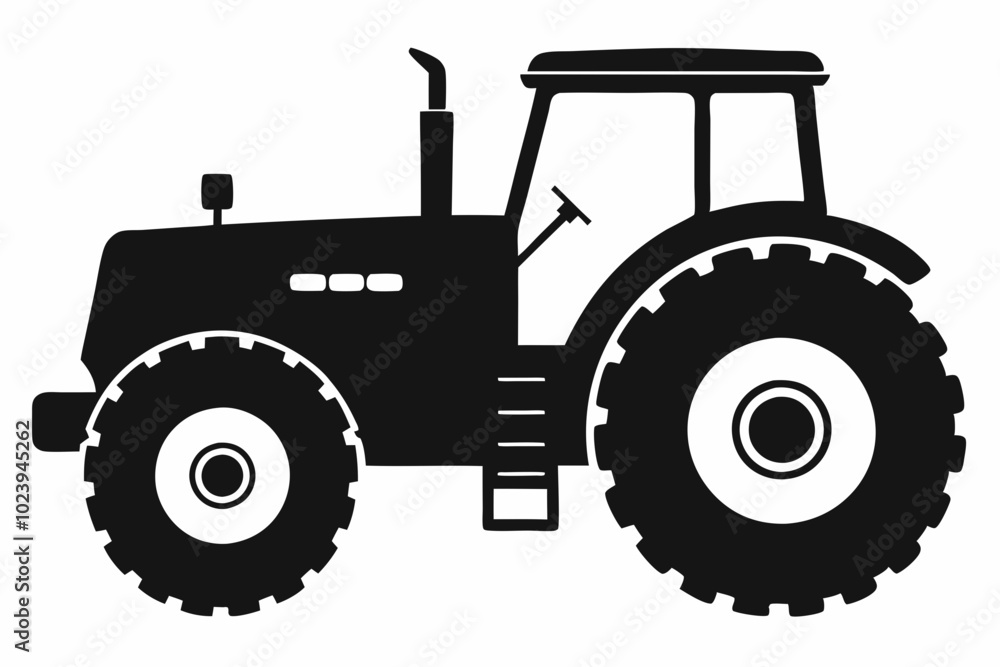 Obraz premium Tractor silhouette vector, old tractor vector silhouette illustration