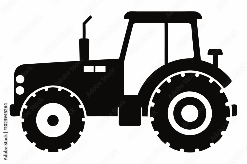 Tractor silhouette vector, old tractor vector silhouette illustration