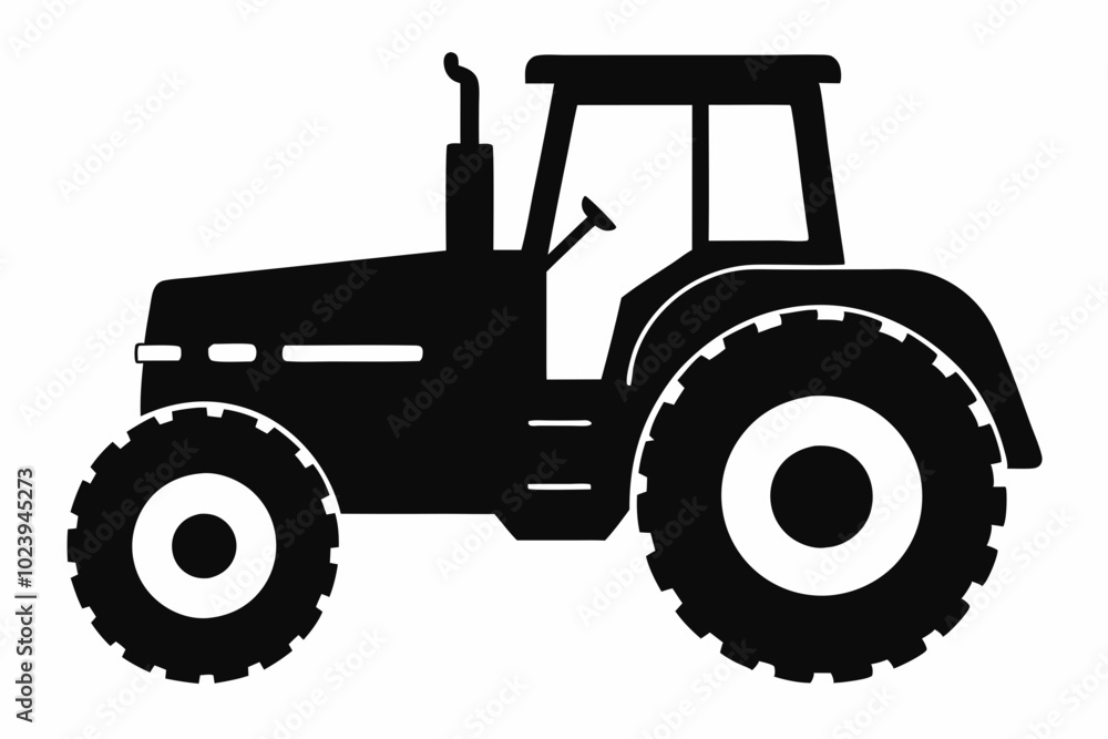 Obraz premium Tractor silhouette vector, old tractor vector silhouette illustration