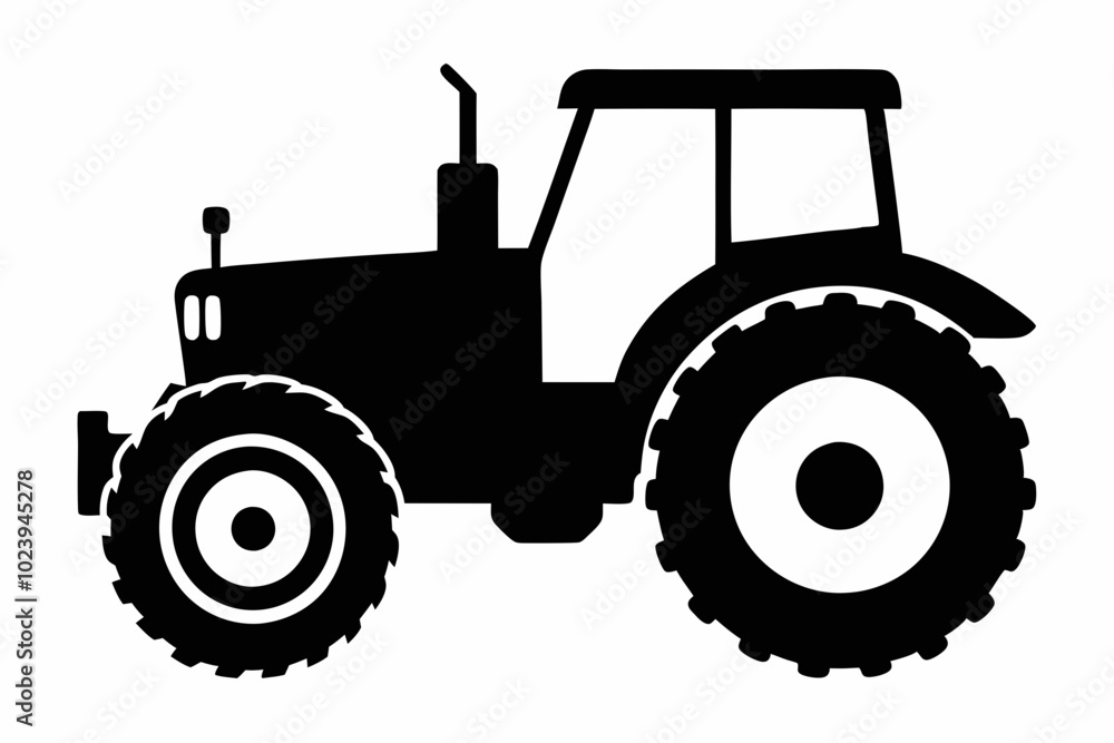 Obraz premium Tractor silhouette vector, old tractor vector silhouette illustration