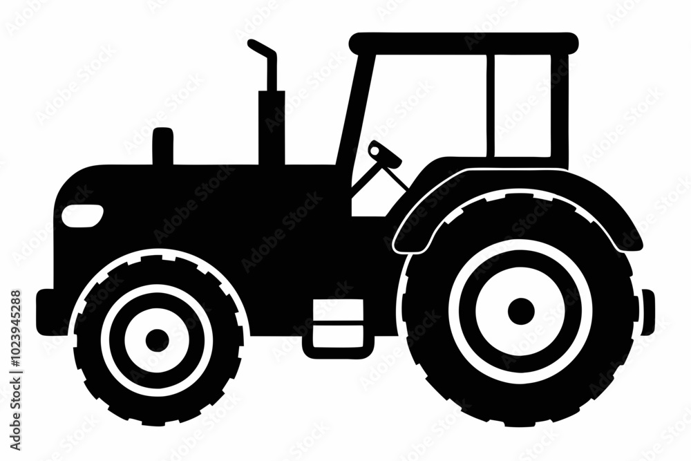 Obraz premium Tractor silhouette vector, old tractor vector silhouette illustration
