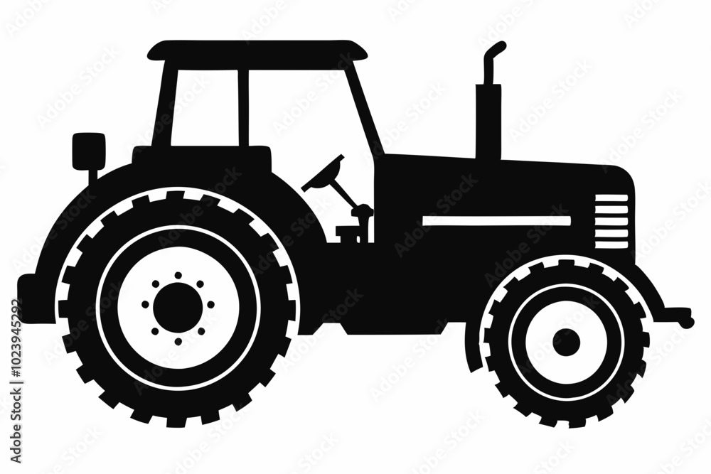 Tractor silhouette vector, old tractor vector silhouette illustration Tractor silhouette vector, old tractor vector silhouette illustration