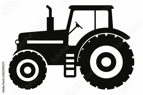 Tractor silhouette vector, old tractor vector silhouette illustration