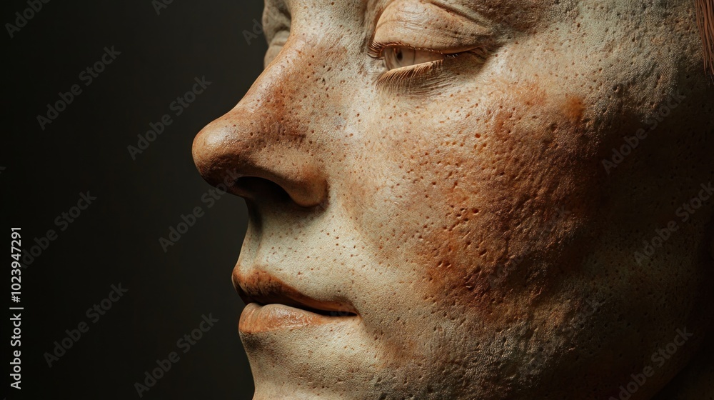 Close-up of a Person's Face with Freckles and Wrinkles Close-up of a Person's Face with Freckles and Wrinkles