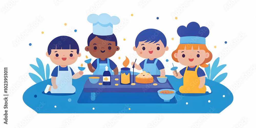 Kids Role Playing as Chefs: Dreamy Picnic in Garden with Bokeh Background - Fun and Laughter Captured in a Close-Up Shot of Chefs Preparing Food in Lush Nature Kids Role Playing as Chefs: Dreamy Picnic in Garden with Bokeh Background - Fun and Laughter Captured in a Close-Up Shot of Chefs Preparing Food in Lush Nature