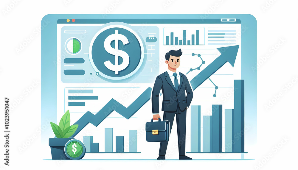 Flat Isolated Investment Chart with Dollar Sign | Modern Financial Growth Vector Illustration for Investment Content - Smart Business Design Flat Isolated Investment Chart with Dollar Sign | Modern Financial Growth Vector Illustration for Investment Content - Smart Business Design