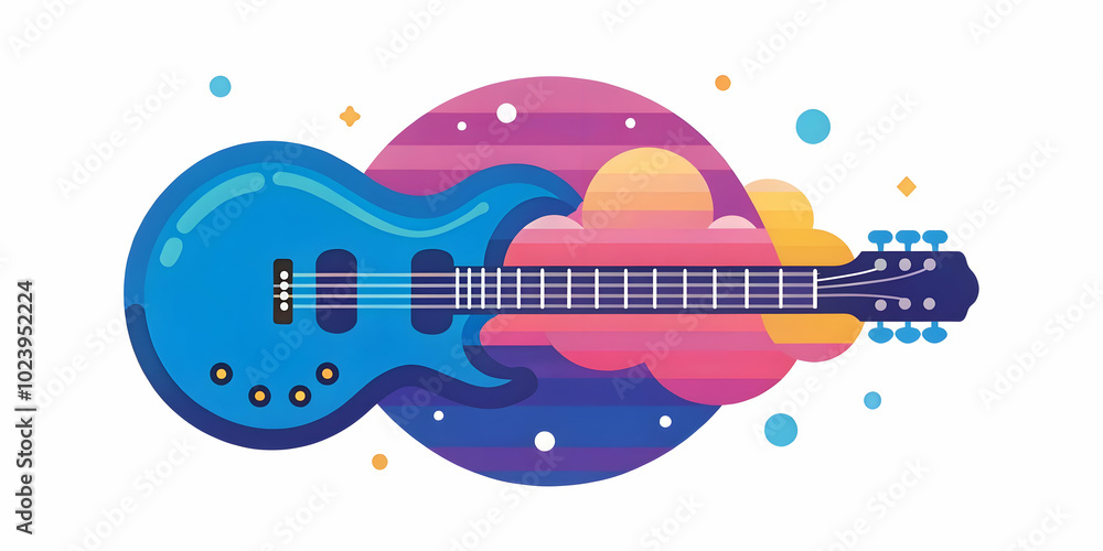 Sleek Electric Guitar Silhouette on Plain Background with Copy Space for Music Tech Ads Targeting Millennial Musicians Sleek Electric Guitar Silhouette on Plain Background with Copy Space for Music Tech Ads Targeting Millennial Musicians