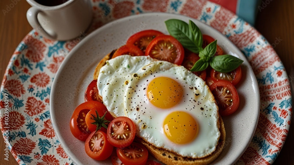 Lightning sunny side up eggs bell pepper strips