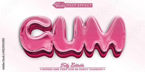 Cartoon Pink Gum Vector Editable Text Effect Template