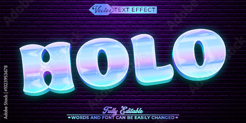 Shiny Holo Vector Editable Text Effect Template