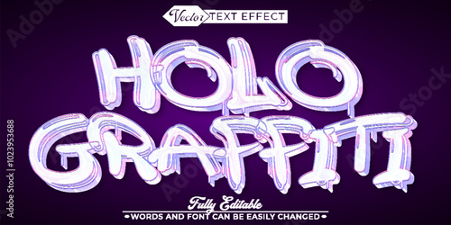 Purple Pink Holo Graffiti Vector Editable Text Effect Template