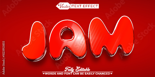 Cartoon Red Jam Vector Editable Text Effect Template