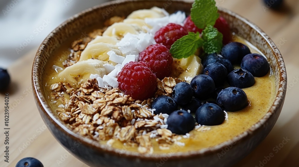 Healthy Breakfast Bowl with Fruits and Oats Healthy Breakfast Bowl with Fruits and Oats