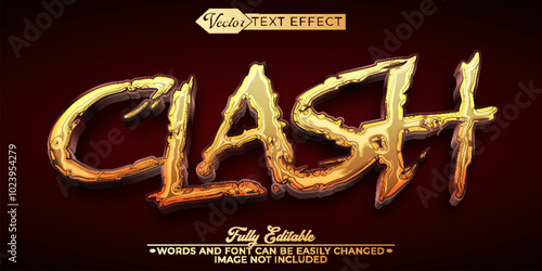 Golden Historic War Clash Vector Editable Text Effect Template