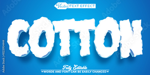 Cartoon Blue Cotton Vector Editable Text Effect Template